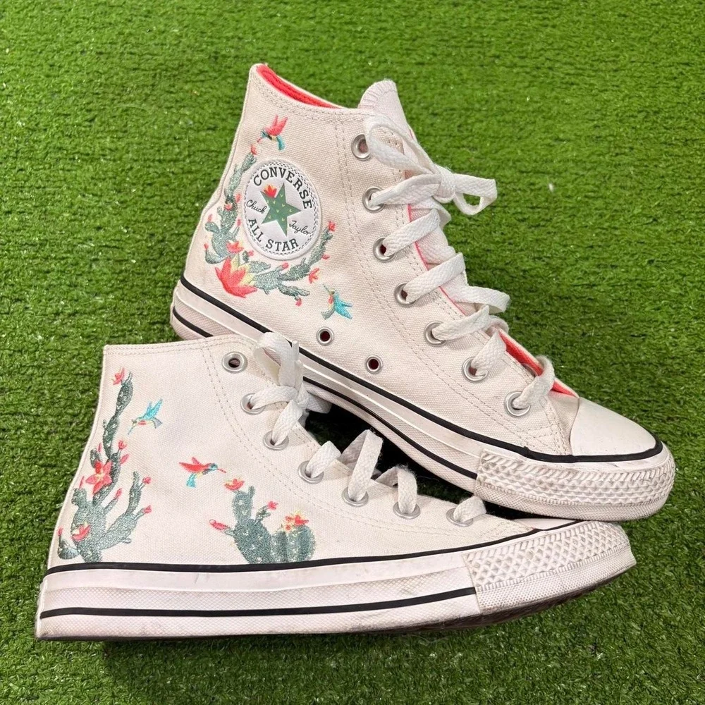 Converse Chuck Taylor All Star Succulent Hummingbird Floral Womens 7 High Top